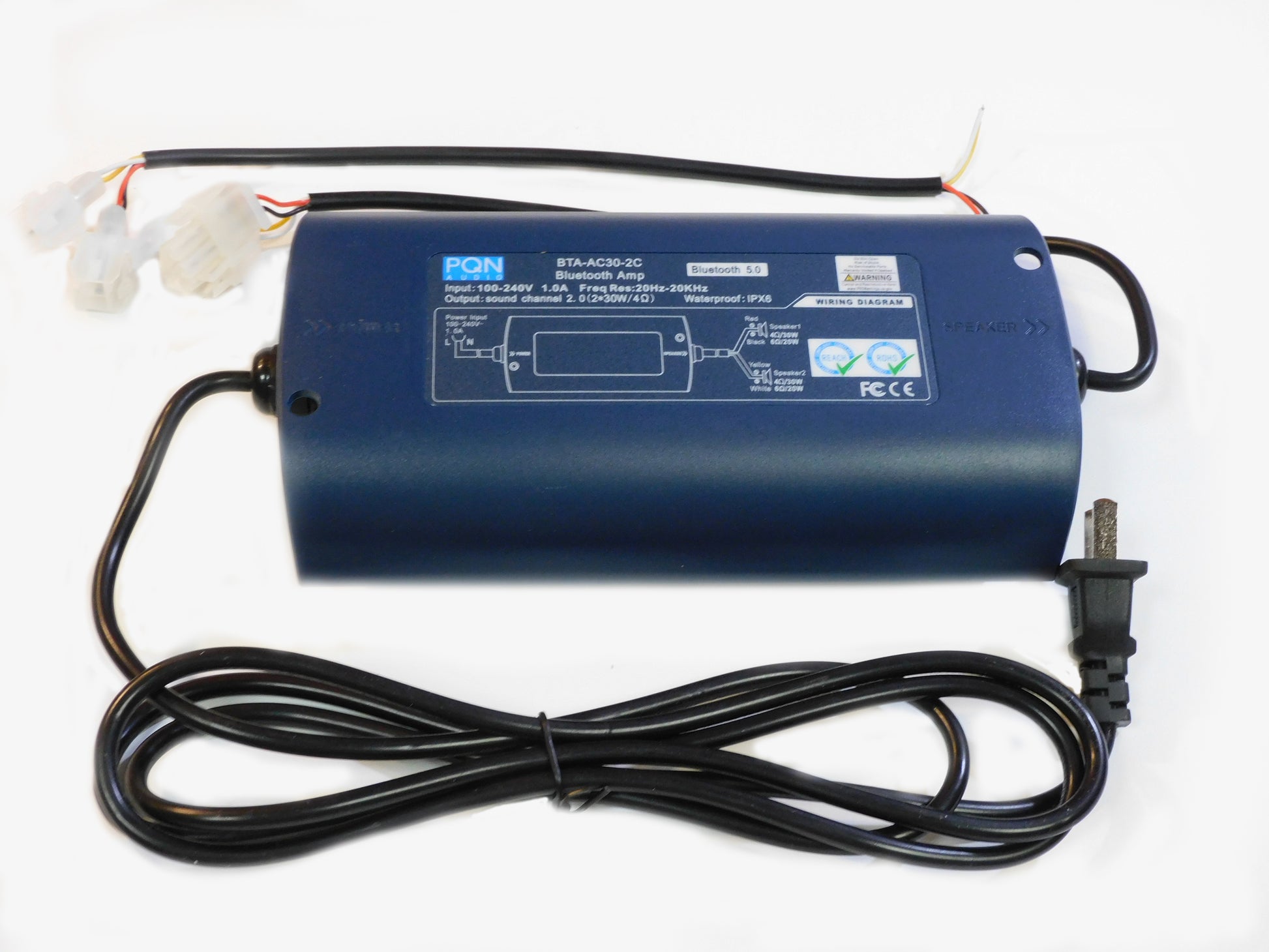 Bluetooth amplifier is IPx6 waterproof with AC input and internal power supply