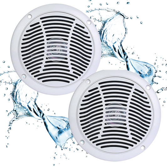 PQN Audio RV510-4W 5" waterproof speakers for RVs, campers, marine & spas. Durable, UV/chemical resistant with long-lasting audio performance.